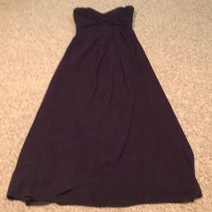 Bill Levkoff strapless deep purple gown